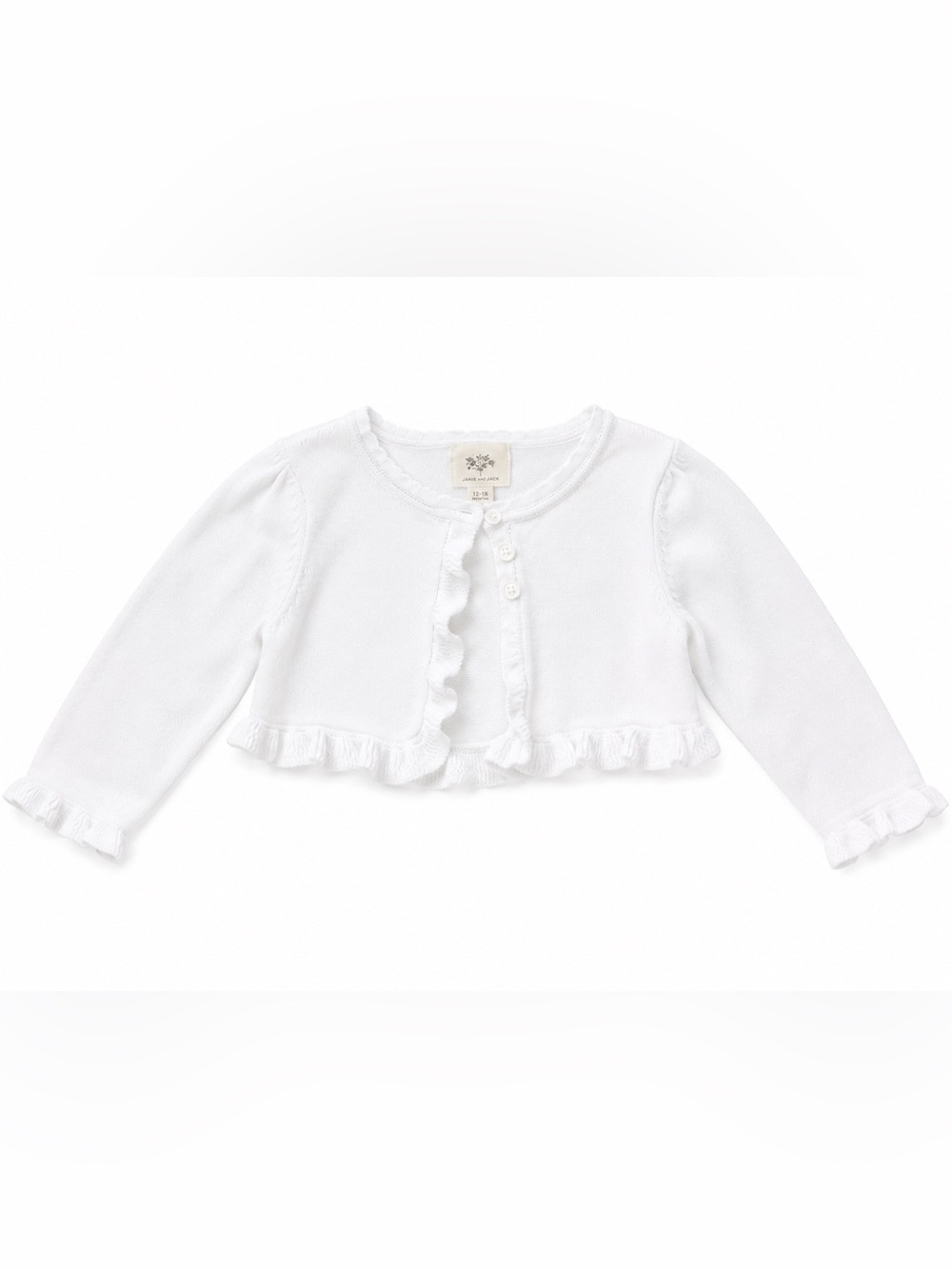 Laura Ashley White Ruffle Trim Knit Cardigan
